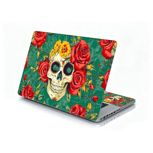 Universal Laptop Skin Sticker Decal, 12"-15.6" Aesthetic Vinyl Wrap, Skull Red Roses Waterproof Notebook Cover Art Protector for MacBook HP Dell Lenovo, Fits 13" 14" 15" 15.6" - color: Skull Red Roses