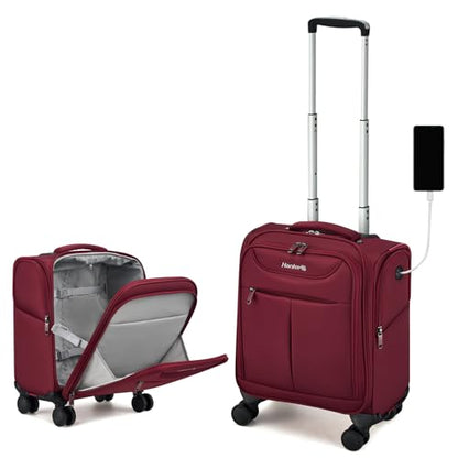 Hanke Underseat Carry On Luggage with Wheels, Lightweight Small Suitcase Airline Approved 16 Inch Softside Personal Item Travel Bag for Women Men, Compact Under Seat Luggage.(Burgundy) - color: Burgundy