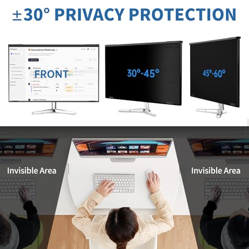 Magnetic 32 Inch Computer Privacy Screen for 16:9 Widescreen Monitor, Removable Hanging Anti-Blue Light Computer Screen Privacy Panel, Anti-UV Magnetic Attachment Monitor Privacy Screen
