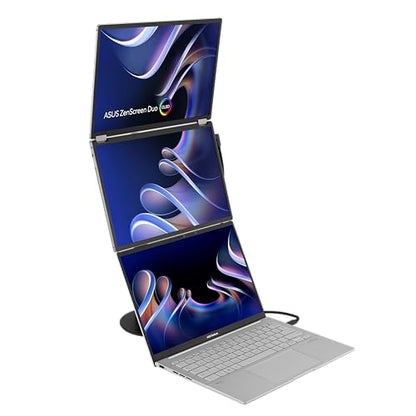 ASUS ZenScreen Duo OLED 360° Foldable Portable Monitor (MQ149CD) - Dual 14-inch, 16:10, 1920x1200, DisplayHDR400 True Black, 100% DCI-P3, Delta<2, Dual USB-C, Mini-HDMI, Kickstand, 3 yr Warranty - style: 14" Duo OLED Fodable USB-C