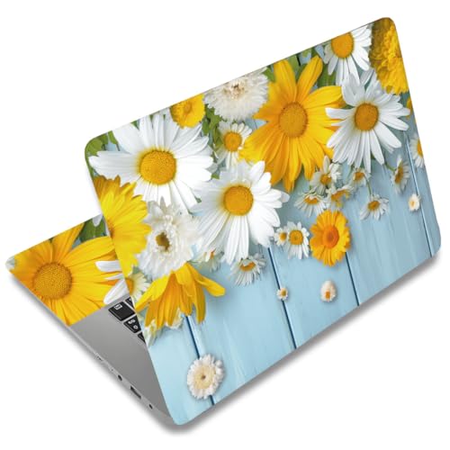 SUPERDANT Laptop Skin Sticker Daisy Flower Laptop Decals Personalized Universal Notebook Computer Wrap Vinyl Skin Stickers Cover Art Decal Removable 12-15.6 Inch Waterproof Scratch-Resistant Gifts - style: Chrysanthemum