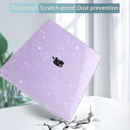May Chen Compatible with MacBook Air 13 inch Case 2021 2020 2019 2018 Release Models: M1 A2337 A2179 A1932, Plastic Hard Shell Case for Mac Air 13 inch with Retina Fits Touch ID, Purple Glitter - color: Purple Glitter