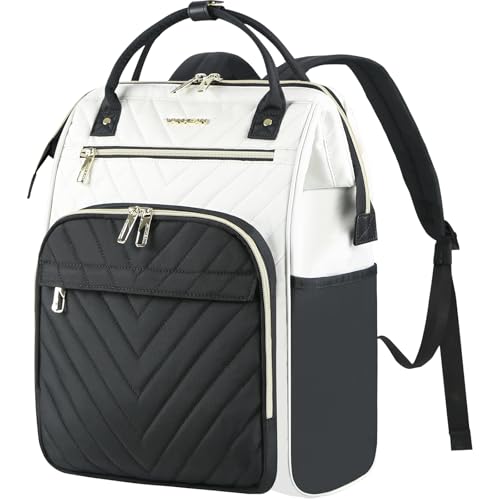 VANKEAN 18 Inch Laptop Backpack for Women Large Capacity Waterproof Daypack - color: Beige/Black, size: 18 Inch