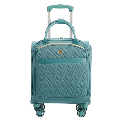 Verage 18x14x8in Spinner Underseat Carry On Luggage Airplane Personal Item Bag, USB A&C Charging Port, Padded Laptop Pocket & Wet/Dry Compartments for Women Business Travel & Short Trips, Misty Aqua - color: MISTY AQUA, size: Women's Underseat