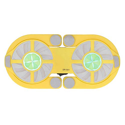HERCHR Laptop Cooler Cooling Pad, Folding USB Laptop Cooling Pad Double Fans 500RPM-2500RPM Low Noise for Notebook(Yellow)