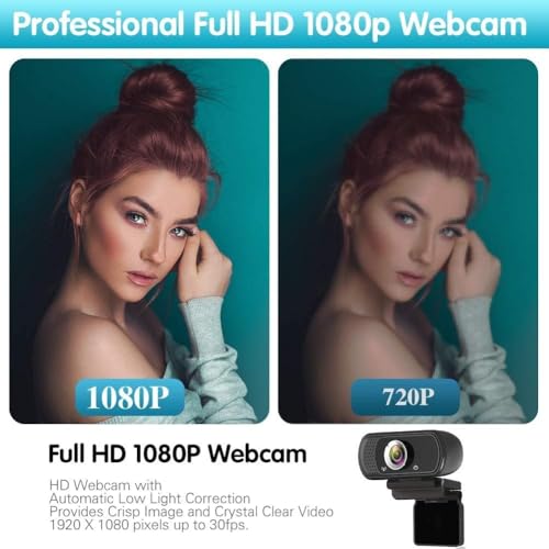 ZIQIAN 1080P Webcam with Microphone, USB Web HD Camera for PC, Laptop&Mac | 110° Wide Angle Computer Webcam with Privacy Cover & Tripod, Streaming Webcam for Zoom, Twitch, Teams, YouTube, Plug & Play - color: Black