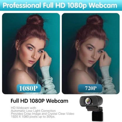ZIQIAN 1080P Webcam with Microphone, USB Web HD Camera for PC, Laptop&Mac | 110° Wide Angle Computer Webcam with Privacy Cover & Tripod, Streaming Webcam for Zoom, Twitch, Teams, YouTube, Plug & Play - color: Black