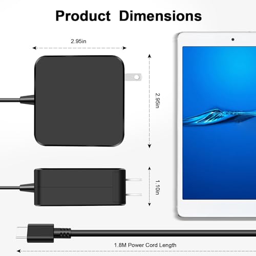 65W USB C Charger Compatible with Lenovo Thinkpad/Yoga/Chromebook/IdeaPad, Mac Book Pro, Huawei Matebook, Dell Latitude, HP Spectre, Acer Chromebook, Asus Zenbook Laptop Type C Power Supply Adapter