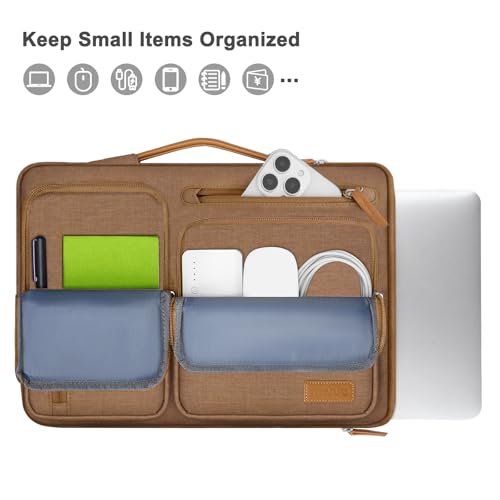 MOSISO 360 Protective Laptop Case 13.3 inch, 13-13.3 inch Laptop Sleeve | Compatible with MacBook Air/Pro 13 / Pro 14,HP Dell Acer ASUS, Side Open Carrying Case with 4 Zipper Pockets, Mocha - color: Mocha, size: 13.3 inch