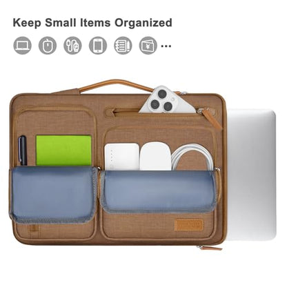 MOSISO 360 Protective Laptop Case 13.3 inch, 13-13.3 inch Laptop Sleeve | Compatible with MacBook Air/Pro 13 / Pro 14,HP Dell Acer ASUS, Side Open Carrying Case with 4 Zipper Pockets, Mocha - color: Mocha, size: 13.3 inch