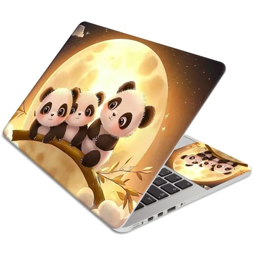 15.6 Inch Laptop Skin Sticker, Reusable Vinyl Cover Protector with 2 Wrist Pad Skins, Removable Waterproof Scratch-Resistant for 12-15.6 Inch Laptop Notebook,Moon Panda - color: Moon Panda