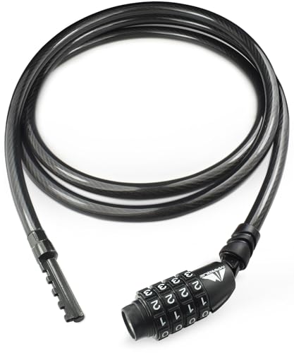 Straight Combination Bike Lock Cable - 3/8 inch (5FT, 10FT, 15FT, 25FT) Resettable Combination Lock, Anti-Theft Security Cable for Bicycles, Kayaks, Paddle Boards and Outdoor Gear (05 FT) - color: 05 FT