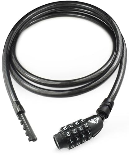 Straight Combination Bike Lock Cable - 3/8 inch (5FT, 10FT, 15FT, 25FT) Resettable Combination Lock, Anti-Theft Security Cable for Bicycles, Kayaks, Paddle Boards and Outdoor Gear (05 FT) - color: 05 FT