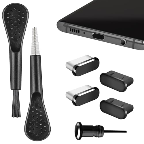 USB C Dust Plug Cover, 4pcs USB C Port Cover Cap Charging Port Cleaner with Cleaning Kits for iPhone 17 16 15 Series, Samsung Galaxy S23/S22/S21/S20 Ultra, Note 20/10 and All Type C Devices