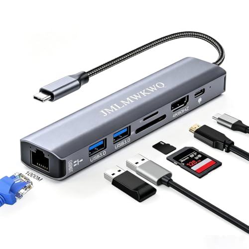 7-in-1 USB C Multiport Dock, 4K 60Hz HDMI Output, 100W PD Power Delivery, Gigabit Ethernet, 2xUSB 3.0, TF/SD Card ReaderType C Adapter for MacBook iPad Pro Windows Laptop(60Hz) - size: 60Hz