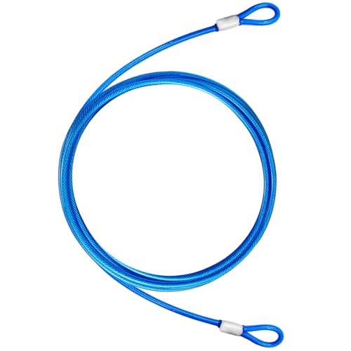 NAZOU 10FT （3/16 Inch） Steel Security Cable with Loops - Flexible Wire Rope Versatile & Weatherproof Safety Cable for Luggage, Bike Lock & Outdoor Gear -（1 Pack） - color: Blue, size: 10FT-(1Pack)