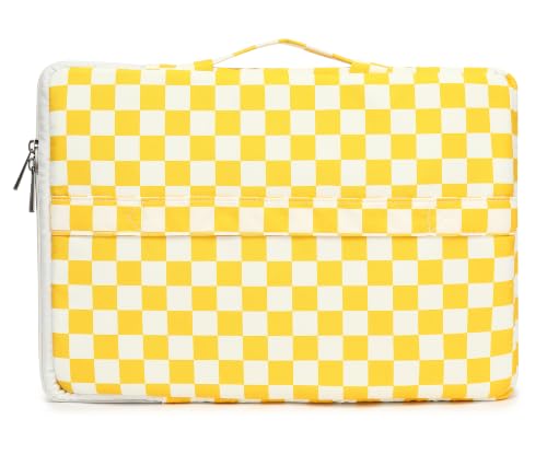 360 Degree Protective Laptop Sleeve with Multi-Pockets (Yellow Checkered, 12.5 inch-13.5 inch) - color: Yellow Checkered, size: 12.5 inch-13.5 inch