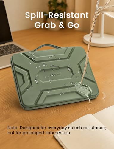 DOMISO 14 inch Laptop Sleeve with Handle, Shockproof & Waterproof EVA Protective Laptop case, Hard Laptop Sleeve for 14" HP Dell Asus Lenovo Laptop, Green - color: Green, size: 14 inch