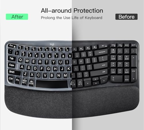 Keyboard Cover for Logitech Wave Keys MK670 Combo Keyboard Skin, Logitech Wave Keys Wireless Ergonomic Keyboard Cover Protector Skin Accessories, Black - color: Black