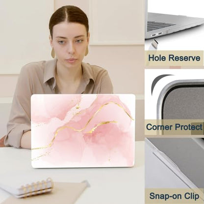Laptop Case Compatible with MacBook Air 13 inch Case 2017 2016 2015 2014 2013 2012 2011 2010 Release Model A1466 A1369, Plastic Hard Shell Case Cover & Keyboard Cover Skin - Pink Marble - color: 1255 Pink marble, size: Air 13" 2010-2017(A1369/A1466)