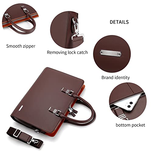 FSD.WG]Business Bag Leather Briefcase Shoulder Laptop Business Bag for Men - color: Brown(l)