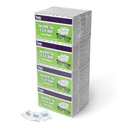 Flents Lens Wipes, Wipe 'N Clear, Pre-Moistened & Streak-Free, 300 Count | Safe for Glasses, Sunglasses, Gentle Cleaning, Clear Vision, Individually Wrapped for Travel & Convenience, Made in the USA - size: 300 Wipes