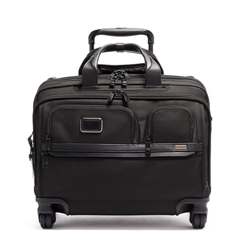 TUMI - Alpha Deluxe Expandable 4-Wheeled Laptop Briefcase - 15 Inch Computer Bag for Men and Women - color: Midnight Black