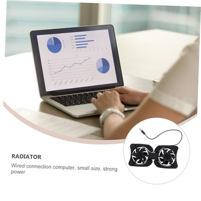 Mobestech Portable Foldable Laptop Cooling Pad, Dual USB Fan Notebook Cooler Stand, Lightweight Laptop Cooler Mat for Heat Dissipation and Travel Use