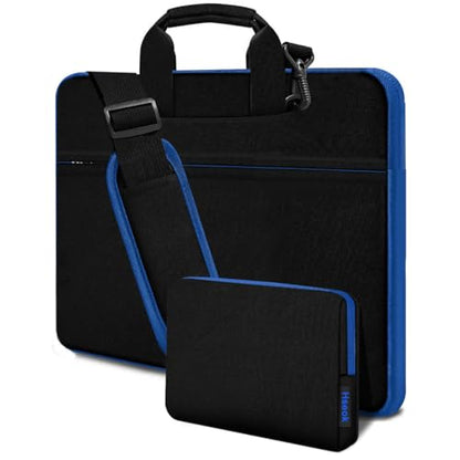 Hseok Laptop Shoulder Bag 17-17.3 inch Case, Durable Shockproof Protective Briefcase with Multi-Pockets Compatible with Lenovo Most 17-17.3 inch HP Acer Dell ASUS MSI Notebooks,Black-blue - color: Black-blue, size: 17-17.3"