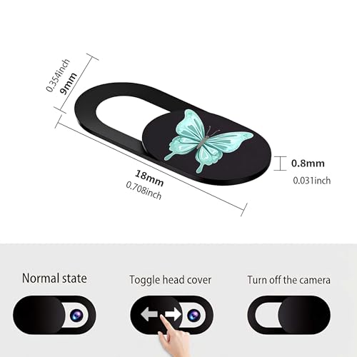 3pcs Plastic Camera Cover Webcam Cover Teal Butterfly Shutter Slider for PC Laptops Phone Lens Sticker for Privacy Protection. Ideal Gift for Christmas, Birthday, Anniversary Day