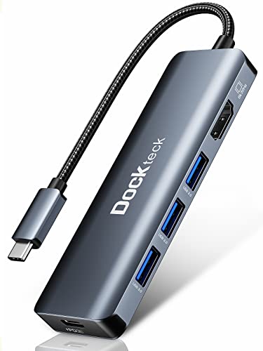 Dockteck 5-in-1 USB-C Multiport Adapter, 8K HDMI, 100W PD, 3 x USB 3.0 for Steam Deck, MacBook Pro/Air M1, iPad Pro/Air, Surface Pro 7/8/X - color: 5 IN 1 Space Grey