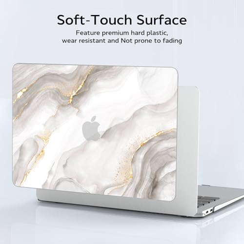 BELKA Compatible with MacBook Pro 13 inch Case M2 M1 2022-2016 | Model A2338 A2251 A2289 A2159 A1989 A1706 A1708, Plastic Hard Shell Case with Keyboard Cover & Screen Protector, White Marble - color: White Marble