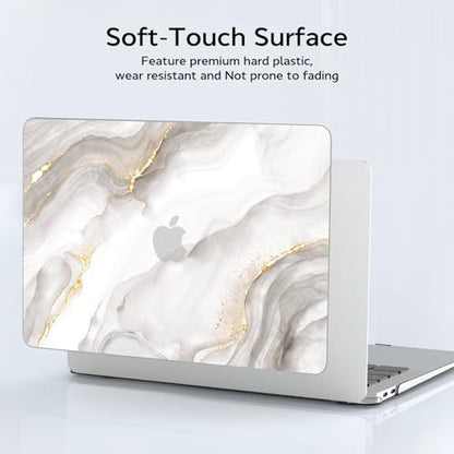 BELKA Compatible with MacBook Pro 13 inch Case M2 M1 2022-2016 | Model A2338 A2251 A2289 A2159 A1989 A1706 A1708, Plastic Hard Shell Case with Keyboard Cover & Screen Protector, White Marble - color: White Marble