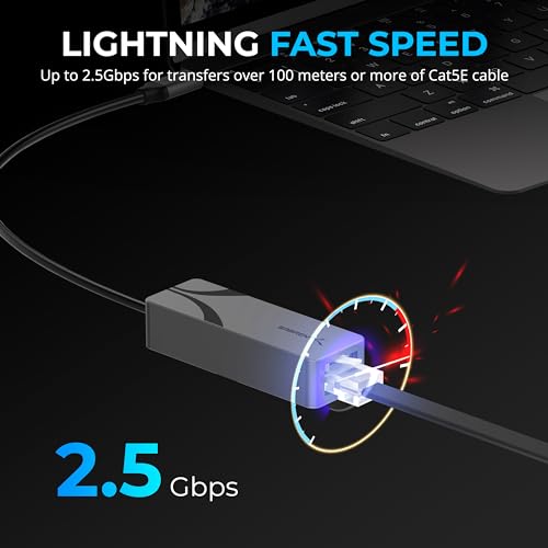 SABRENT USB-C to 2.5Gbps Ethernet Adapter, Multi-Gig (NT-25GA) | 2.5GbE USB-C to RJ45; for MacBook, iPad Pro, Windows, Linux; aluminum; Wake-on-LAN - size: 2.5GbE USB-C