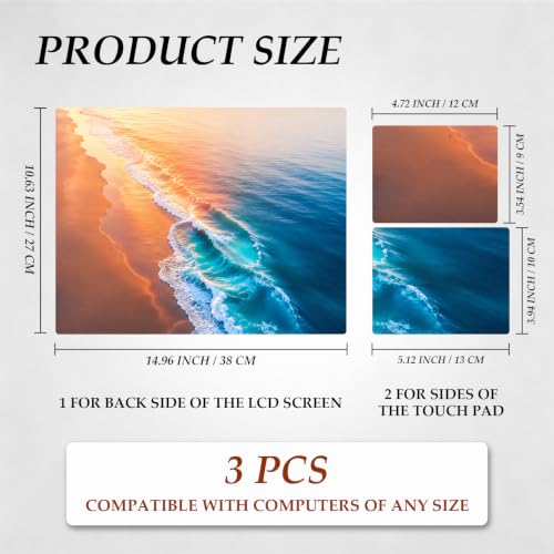 DEGDFSGR 12.1-15.6 Inch Universal Reusable Laptop Skin Sticker Decal, Waterproof Removable Protector for Notebook Cover, Scratch-Resistant Vinyl Cuttable Full Wrap Sticker, Sunrise Ocean Waves - color: Sunrise Ocean Waves