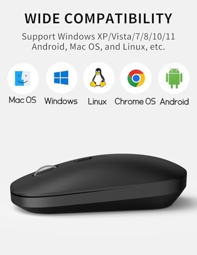 2.4G Silent Lightweight Portable Wireless Mouse Black | Optical 2400 DPI with USB receiver, quiet click, compatible with Laptop, PC, MacBook & Chromebook - color: M280-Black