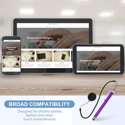 PATIKIL 2 Pcs Screen Capacitive Pen with Spring Rope Fixing Dock High Sensitivity for Mobile Phone Car Navigation GPS POS Tablet Laptop, Purple - color: Purple