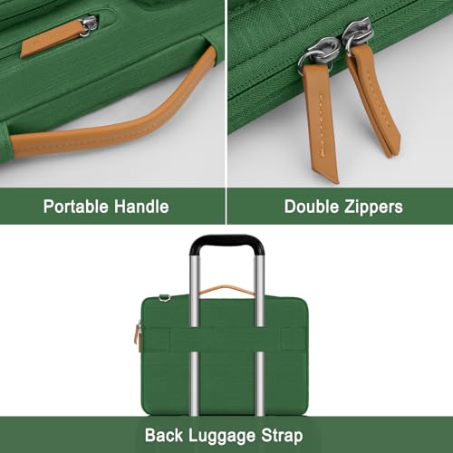 MOSISO 360 Protective Laptop Shoulder Bag, 14 inch Computer Bags | Compatible with HP Lenovo Dell ASUS Acer, HP, Dell, Lenovo,Side Open Messenger Bag with 4 Zipper Pockets&Handle, Jungle Green - color: Jungle Green, size: 14 inch