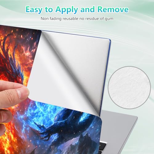 Laptop Skin Sticker Decal 12"-15.6" Universal Laptop/Notebook/Netbook Vinyl - Waterproof Scratch Resistant,Fits HP Dell Lenovo MacBook,2 Free Wrist Pads,Easy Apply & Remove,Fire Blue Dragon - color: Fire Blue Dragon