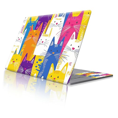 Reusable Universal Laptop Skin Sticker, Cut to Fit for 11.6–15.6 Inch Laptops, Waterproof Protective Film, No-Residue - Colorful Cat Crowd - color: Colorful Cat Crowd