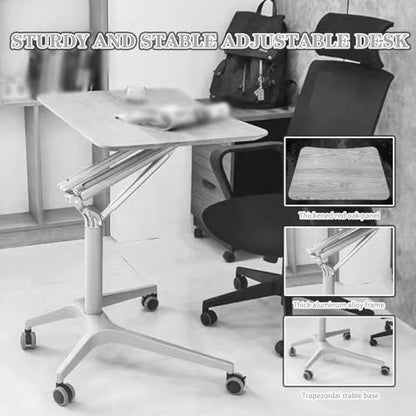 Mobile Laptop Desk Home, Lift Stand Up Desk with Casters, Large Capacity Mobile Study Table, Height Adjustable Sofa Side Table, Easy to Install(Black) - color: Black