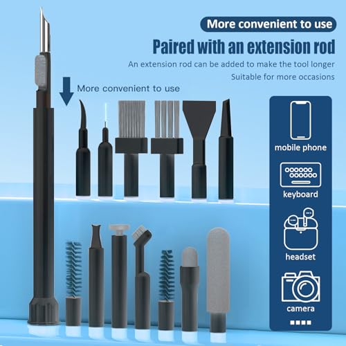 Keyboard Cleaning Kit Laptop Cleaner,Computer Screen Cleaning Brush Tool | 32-in-1 Multi Function PC Electronic Cleaner Kit for iPad iPhone Pro,Earbuds,Camera Monitor-Black - color: Black1