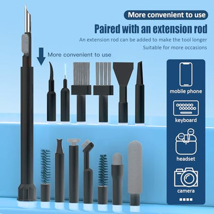 Keyboard Cleaning Kit Laptop Cleaner,Computer Screen Cleaning Brush Tool | 32-in-1 Multi Function PC Electronic Cleaner Kit for iPad iPhone Pro,Earbuds,Camera Monitor-Black - color: Black1