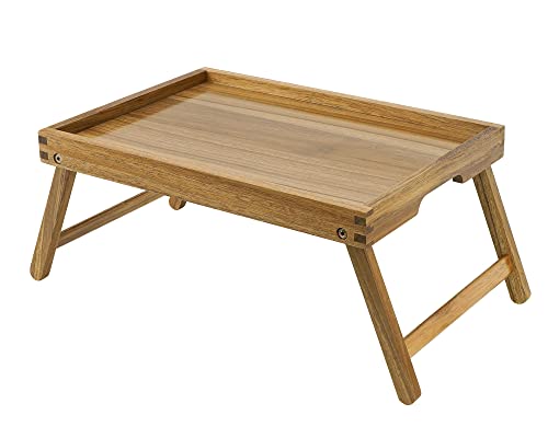 VaeFae Acacia Bed Table Tray, Wooden Breakfast Tray with Folding Legs, Bed Tray for Eating and Laptop, Eating Trays for Bedroom - size: Medium