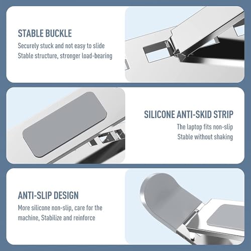 Laptop Stand for Desk, Adjustable Computer Riser with Dual Layer, Portable Foldable Aluminum Notebook Stand Holder Compatible with 13.3-17.3 inch MacBook Dell HP Lenovo, Silver - color: Double layer-Silver