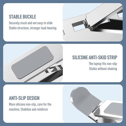 Laptop Stand for Desk, Adjustable Computer Riser with Dual Layer, Portable Foldable Aluminum Notebook Stand Holder Compatible with 13.3-17.3 inch MacBook Dell HP Lenovo, Silver - color: Double layer-Silver