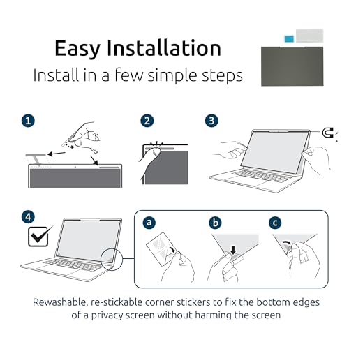 Kensington MagPro™ Magnetic Laptop Privacy Screen 14 inch, Removable 16:9 Laptop Privacy Filter, Anti-Glare, Blue Ray Reduction, Dell Latitude 5420, HP Elitebook 840 G6-G8, Lenovo, Asus (K58352WW) - size: 14" 16:9