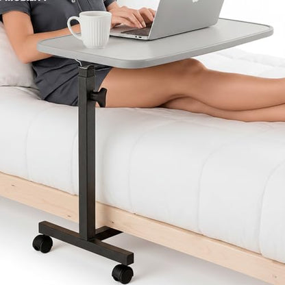 Vive Overbed Hospital Bed Table for Home Use - Adjustable Swivel Wheels | Tray for Over Bed - for Medical Bedside Chair - Adjustable Height, Tilt Top for Reading, Laptop, Bedridden, Elderly, Seniors - style: Compact