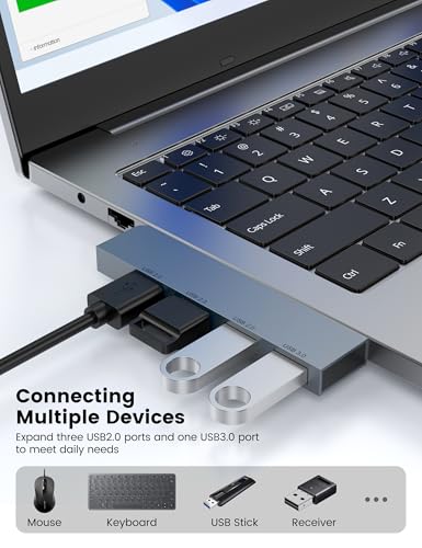 Fidioto USB Hub, 4-Port USB Splitter(1 * 3.0 Hub, 3 * 2.0 Hub) USB Splitter USB Expander for Laptop,Windows PC,Mac,Printer,Flash Drive,Mobile HDD, Notebook PC - color: 4in1-Left-Grey