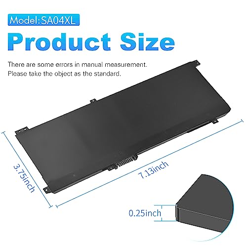 SA04XL Battery for HP Envy X360 15m-ds0011dx 15m-dr0012dx 15m-ds0xxx | for HP Envy X360 15m-dr0011dx 15m-dr0xxx 15t-dr100 15m-dr1xxx 17t-cg100 17-cg100 15M-DR 15M-DS Laptop L43267-005 L43248-AC2 - size: 7.13*3.75*0.25inch SA04XL
